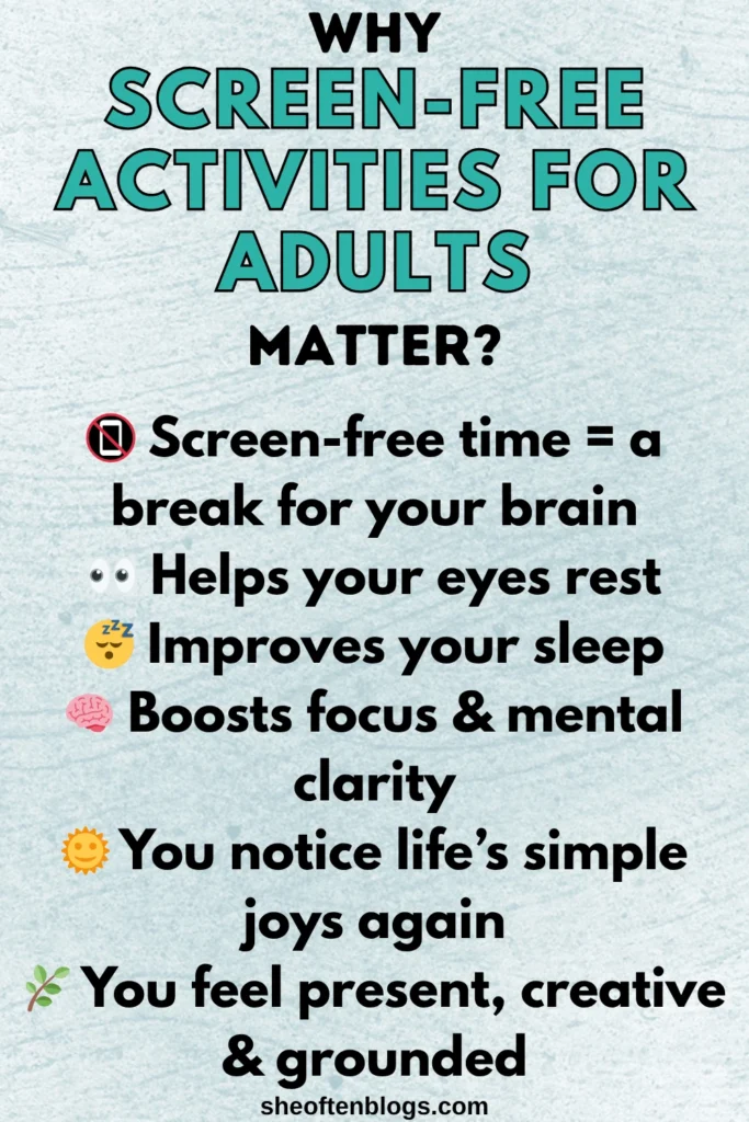 screen-free activities for adults