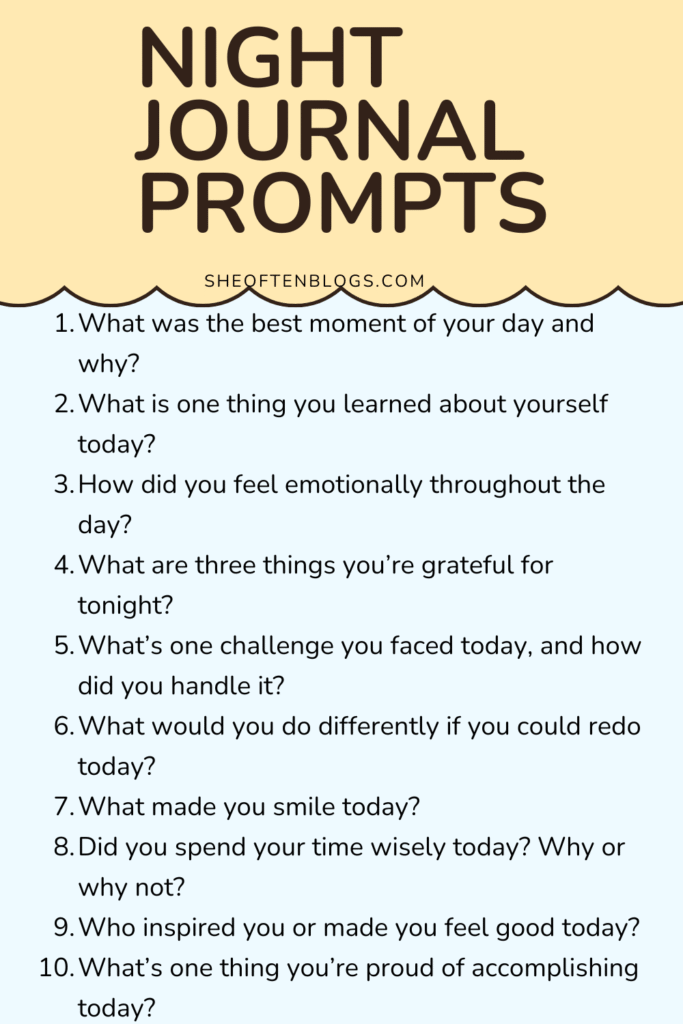 night journal prompts