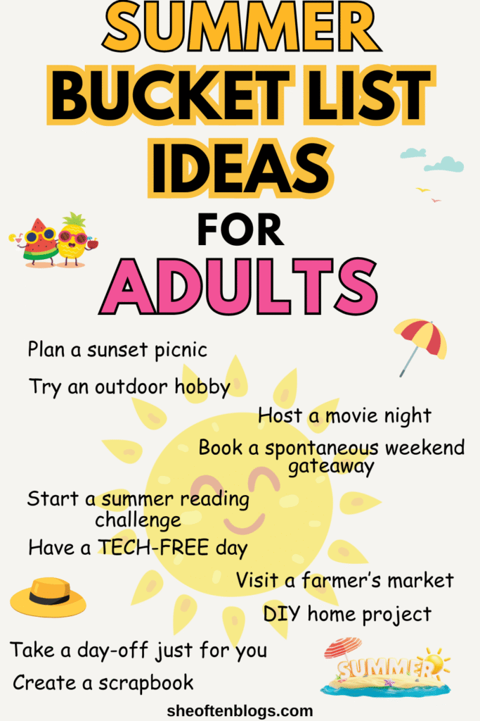Summer bucket list ideas for adults