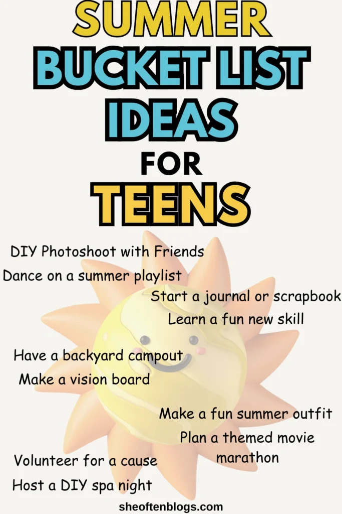Summer Bucket list ideas for teens