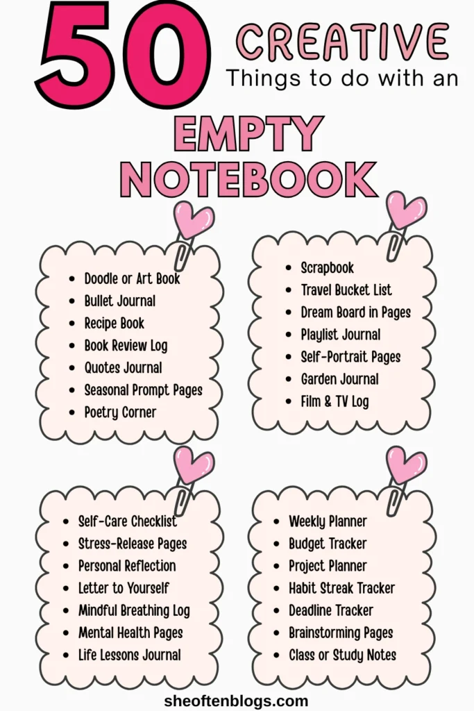 things to do with an empty notebook
