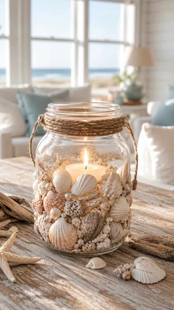 seashell mason jar